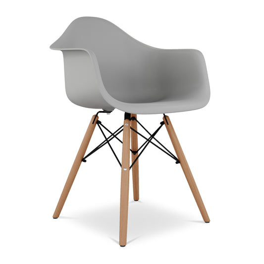 Eiffel Armchair With Wood Legs, Gray