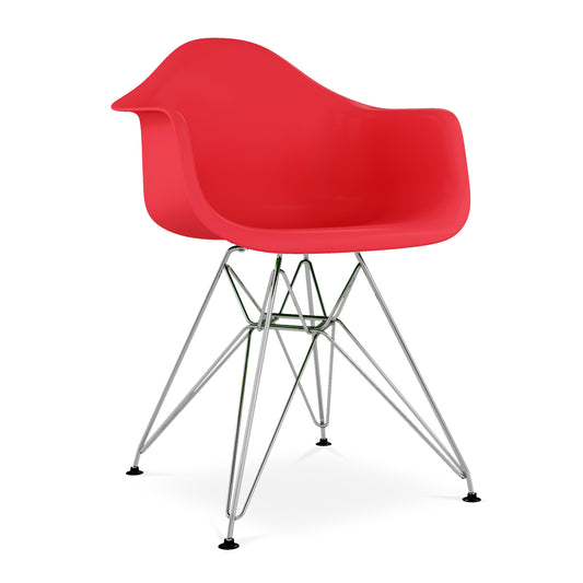 Eiffel Armchair With Steel Legs, Red