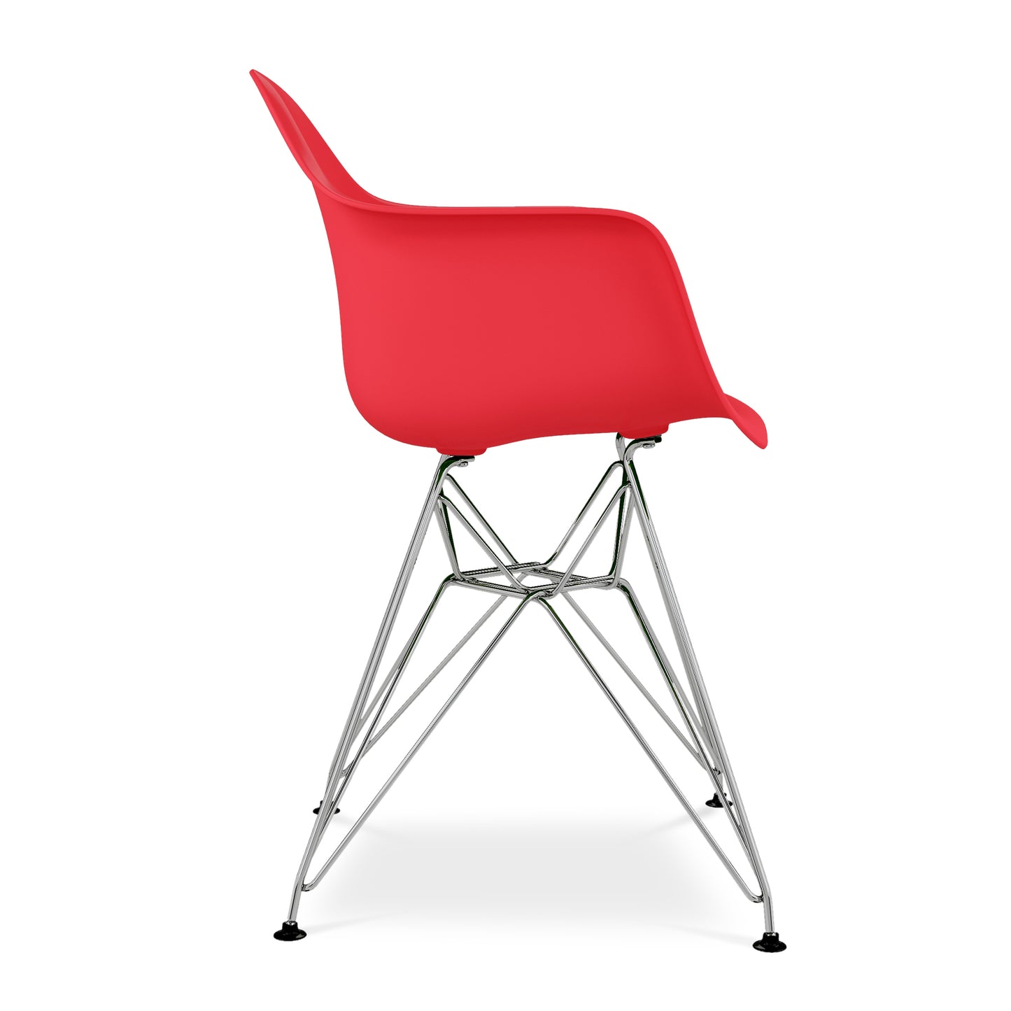 Eiffel Armchair With Steel Legs, Red