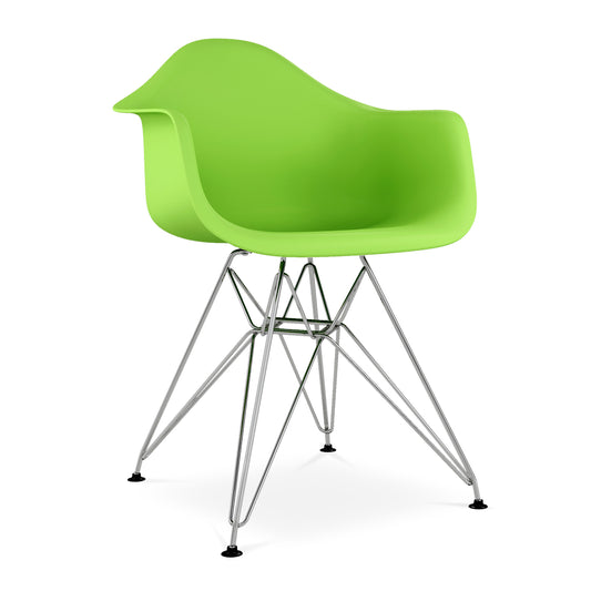 Eiffel Armchair With Steel Legs, Green