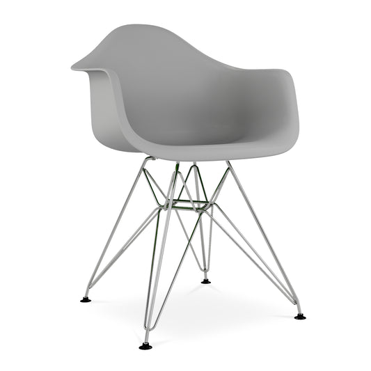 Eiffel Armchair With Steel Legs, Gray