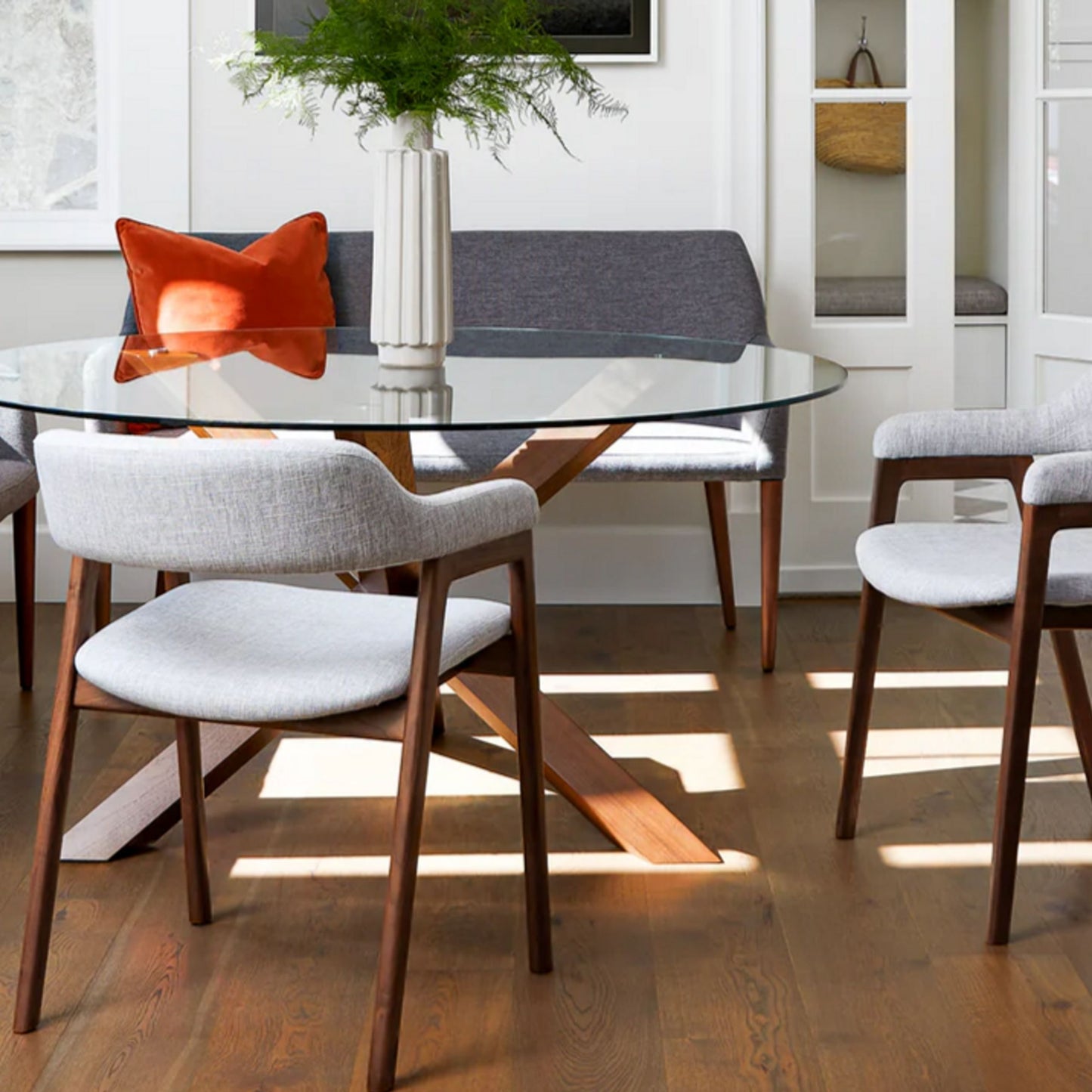 Atlas Fabric Dining Chair, Light Gray