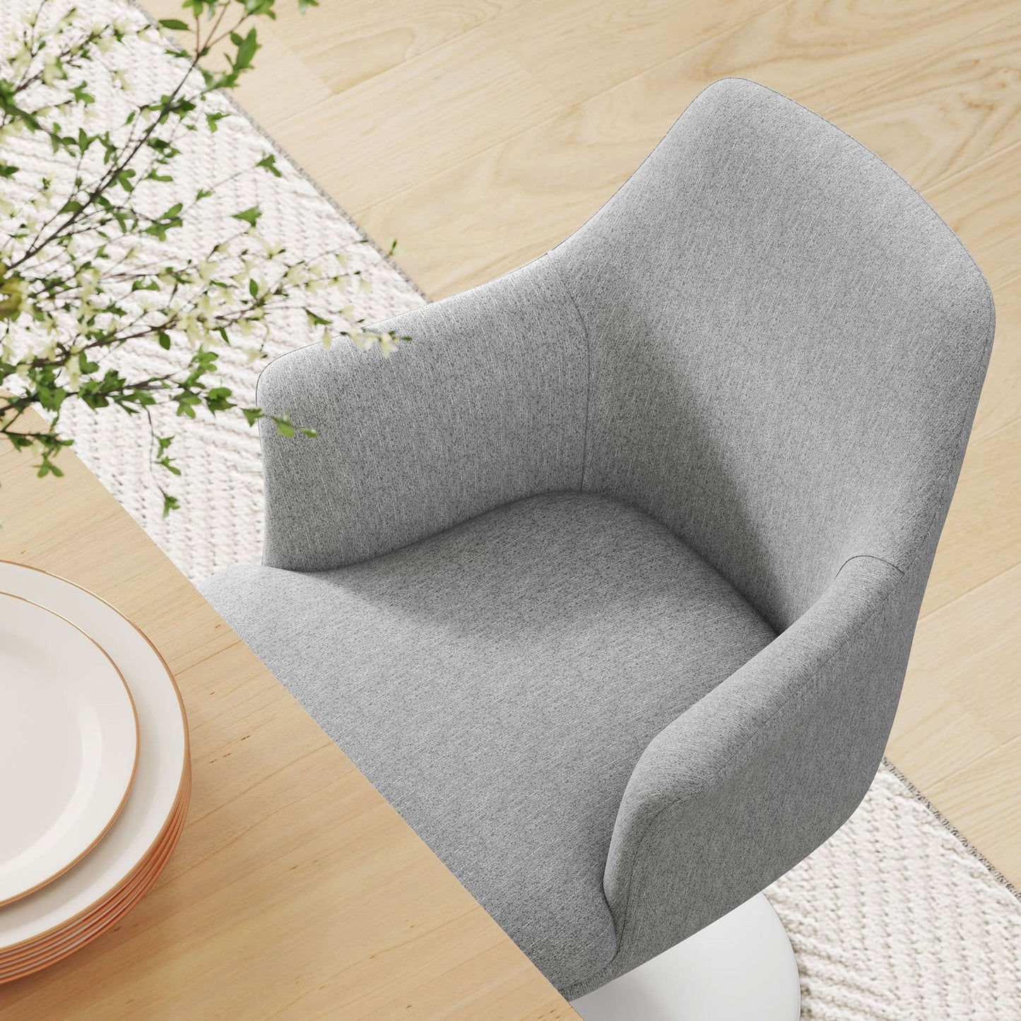 Rose Swivel Armchair, Light Gray