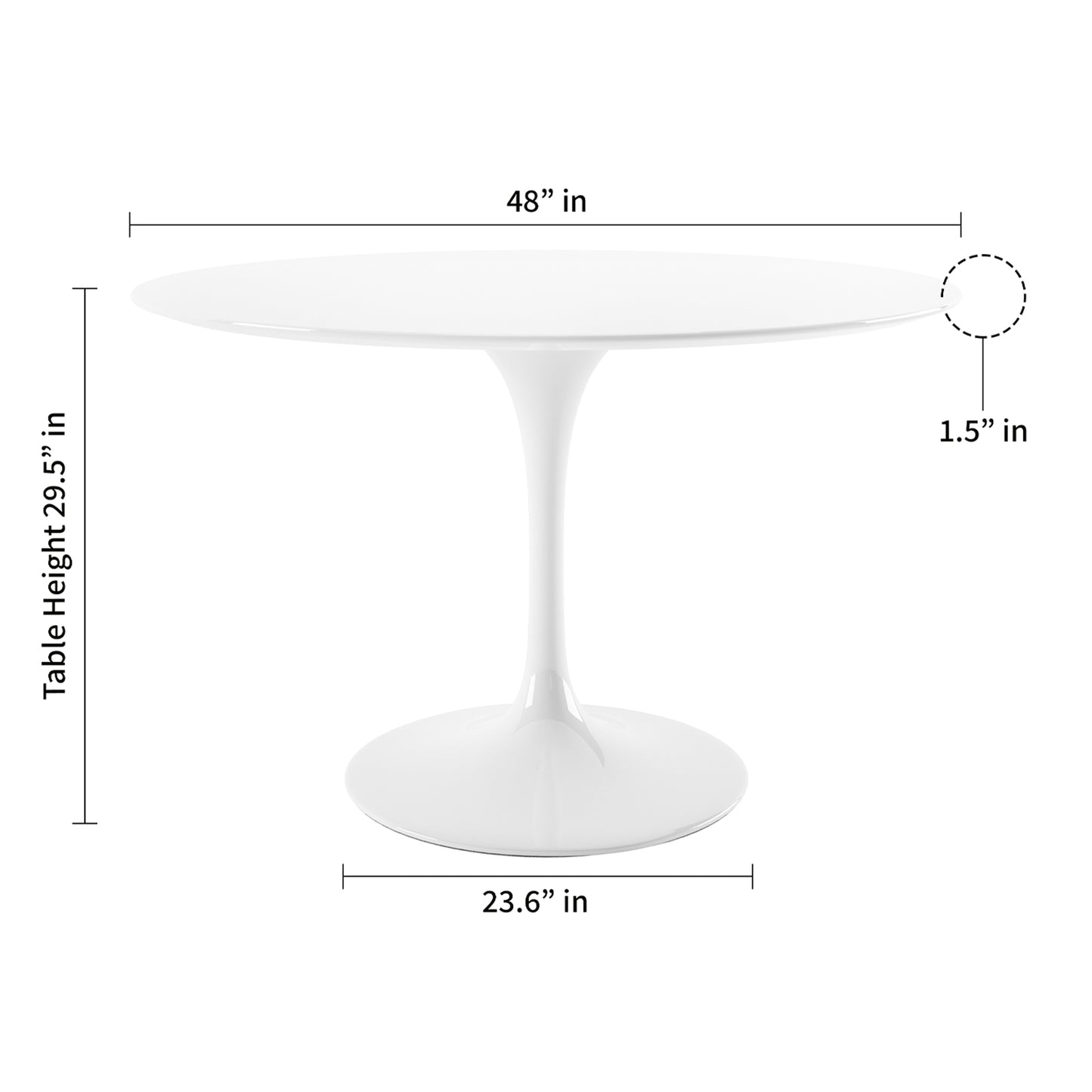 Tulip 48" Fiberglass Dining Table & Chairs Set, White