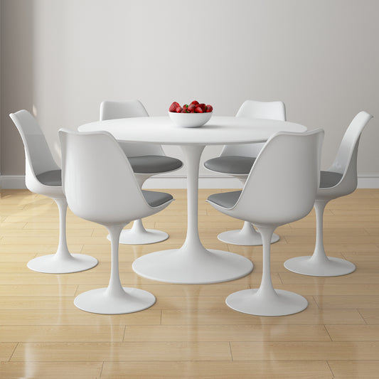 Tulip 48" Fiberglass Dining Table & Chairs Set, Gray