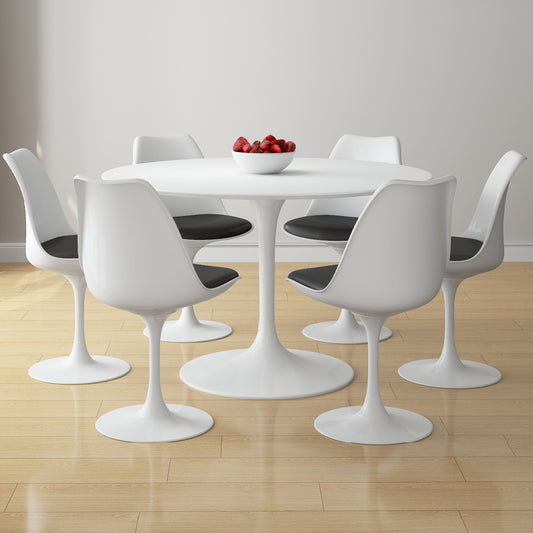 Tulip 48" Fiberglass Dining Table & Chairs Set, Black