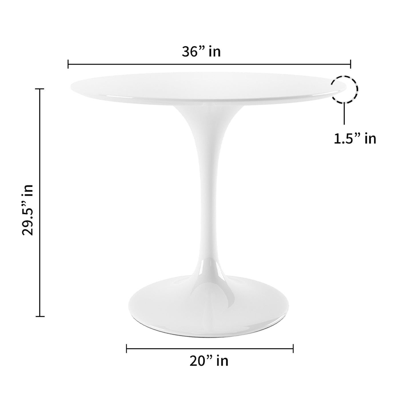 Tulip 36" Fiberglass Dining Table & Chairs Set, Red