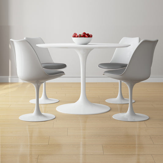 Tulip 42" Fiberglass Dining Table & Chairs Set, Gray