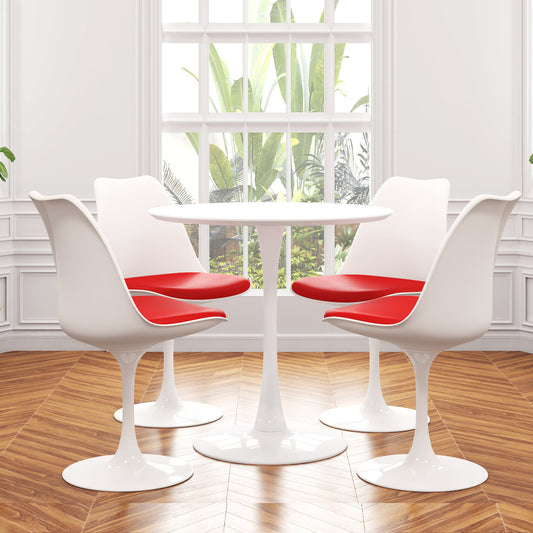 Tulip 36" Wood Top Dining Table & Chairs Set, Red