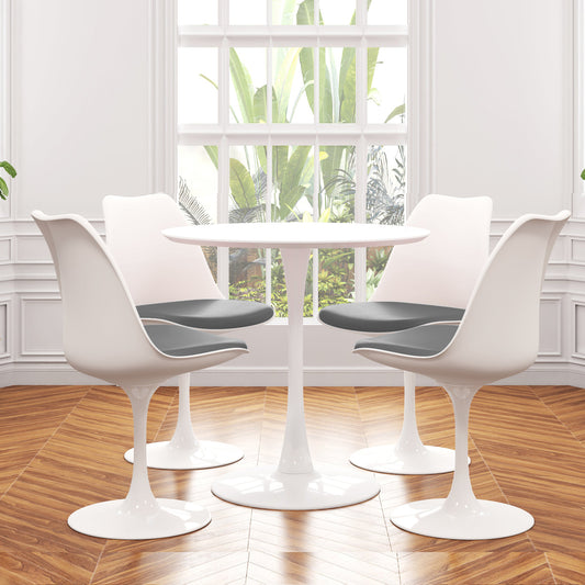 Tulip 36" Wood Top Dining Table & Chairs Set, Gray