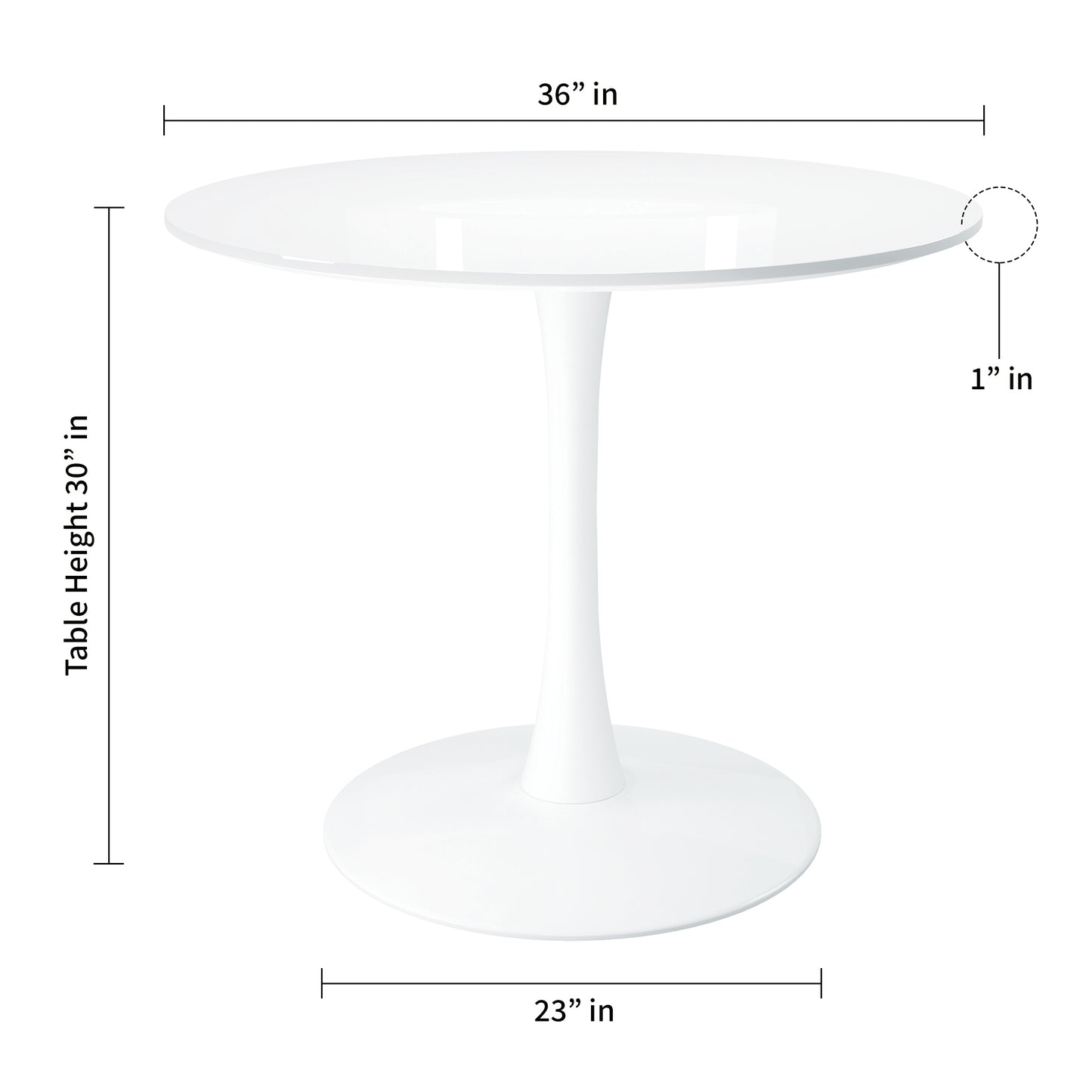Tulip 36" Wood Top Dining Table & Chairs Set, White
