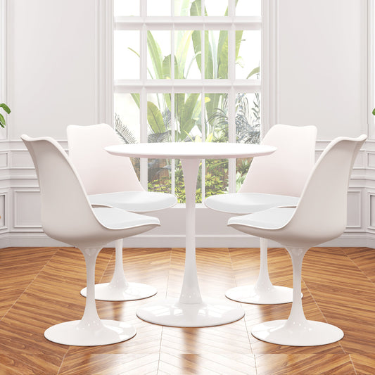 Tulip 36" Wood Top Dining Table & Chairs Set, White