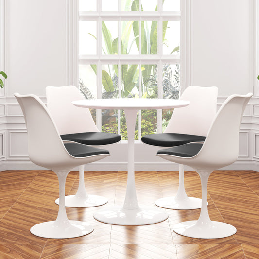 Tulip 36" Wood Top Dining Table & Chairs Set, Black