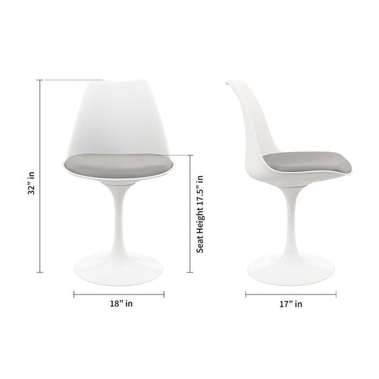 Tulip 32" Fiberglass Dining Table & Chairs Set, Gray