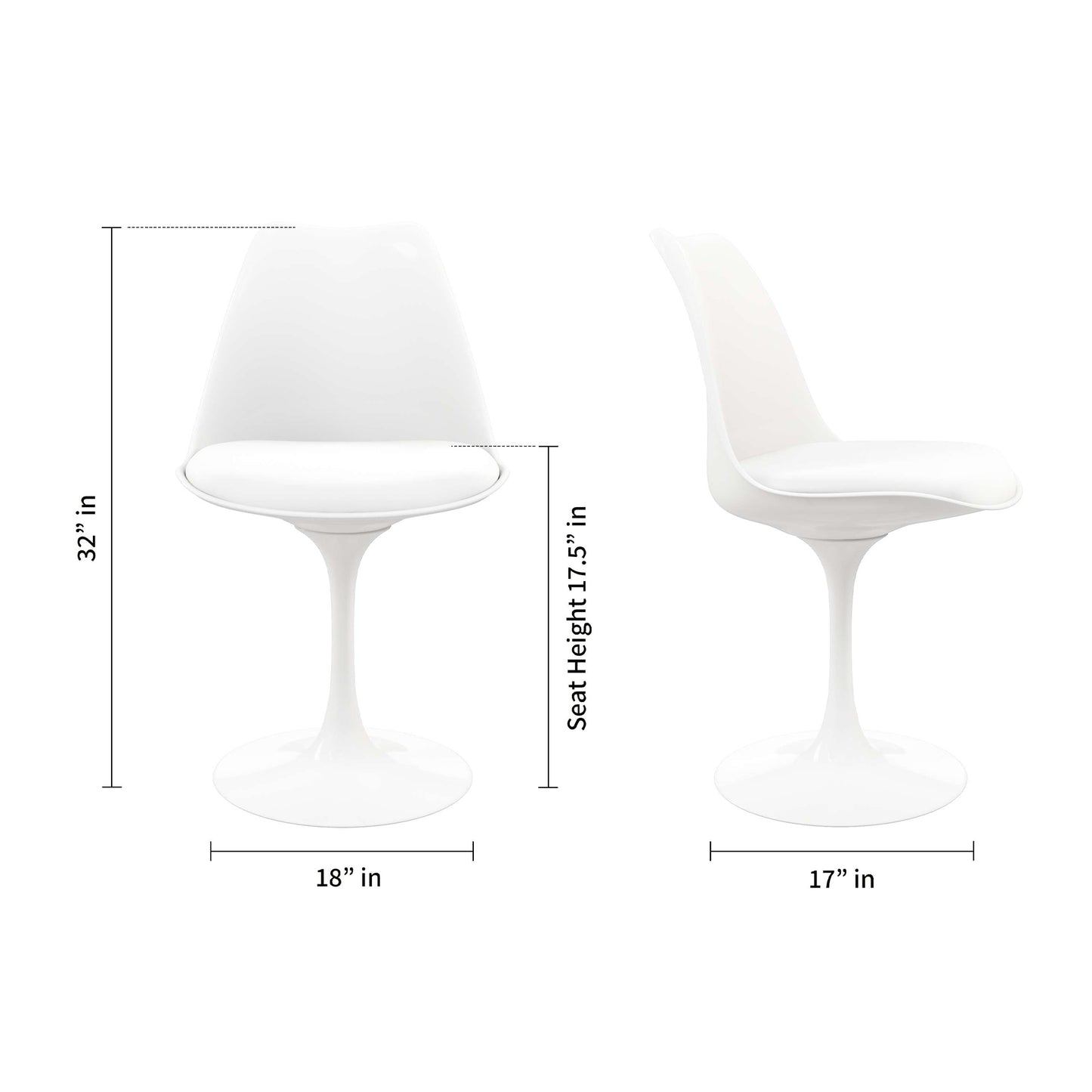 Tulip 40" Marble Dining Table & Chairs Set, White