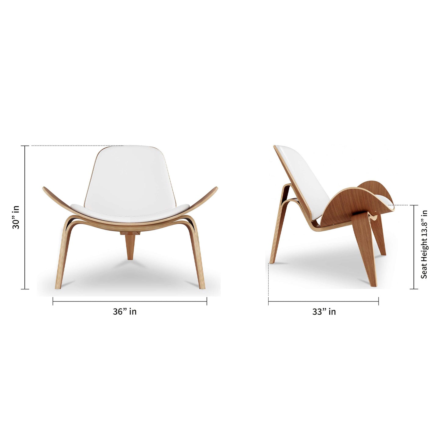 Arch Shell Chair, White Faux Leather