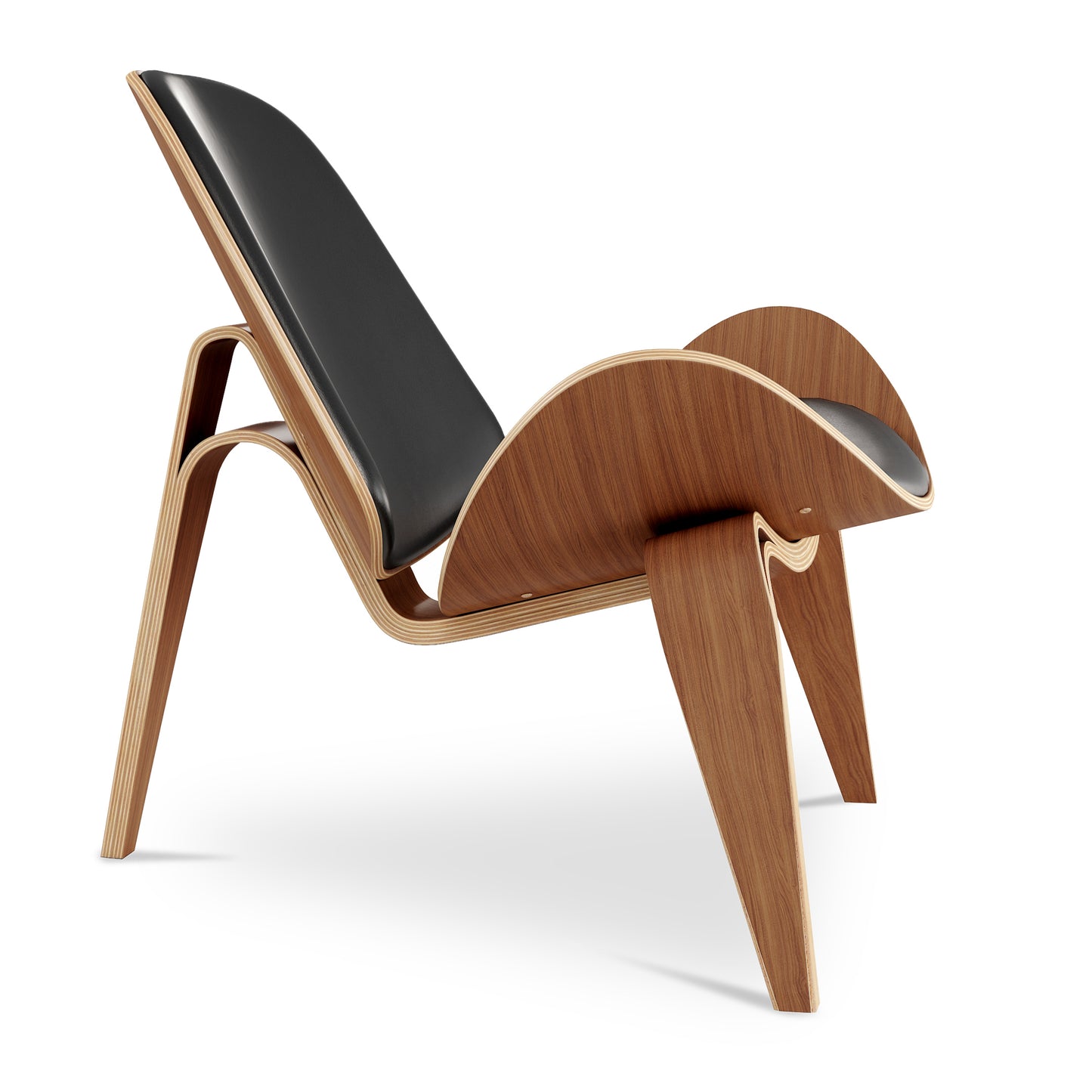 Arch Shell Chair, Black Italian Leather