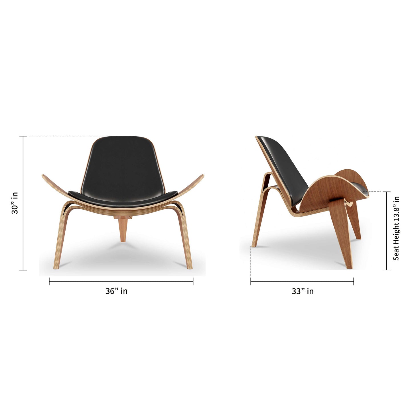 Arch Shell Chair, Black Italian Leather