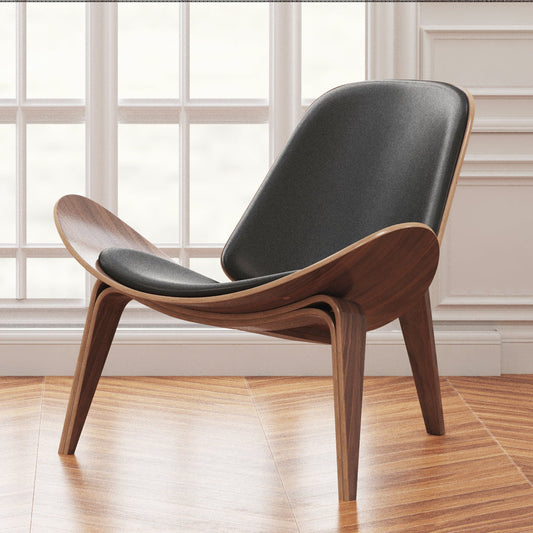Arch Shell Chair, Black Italian Leather
