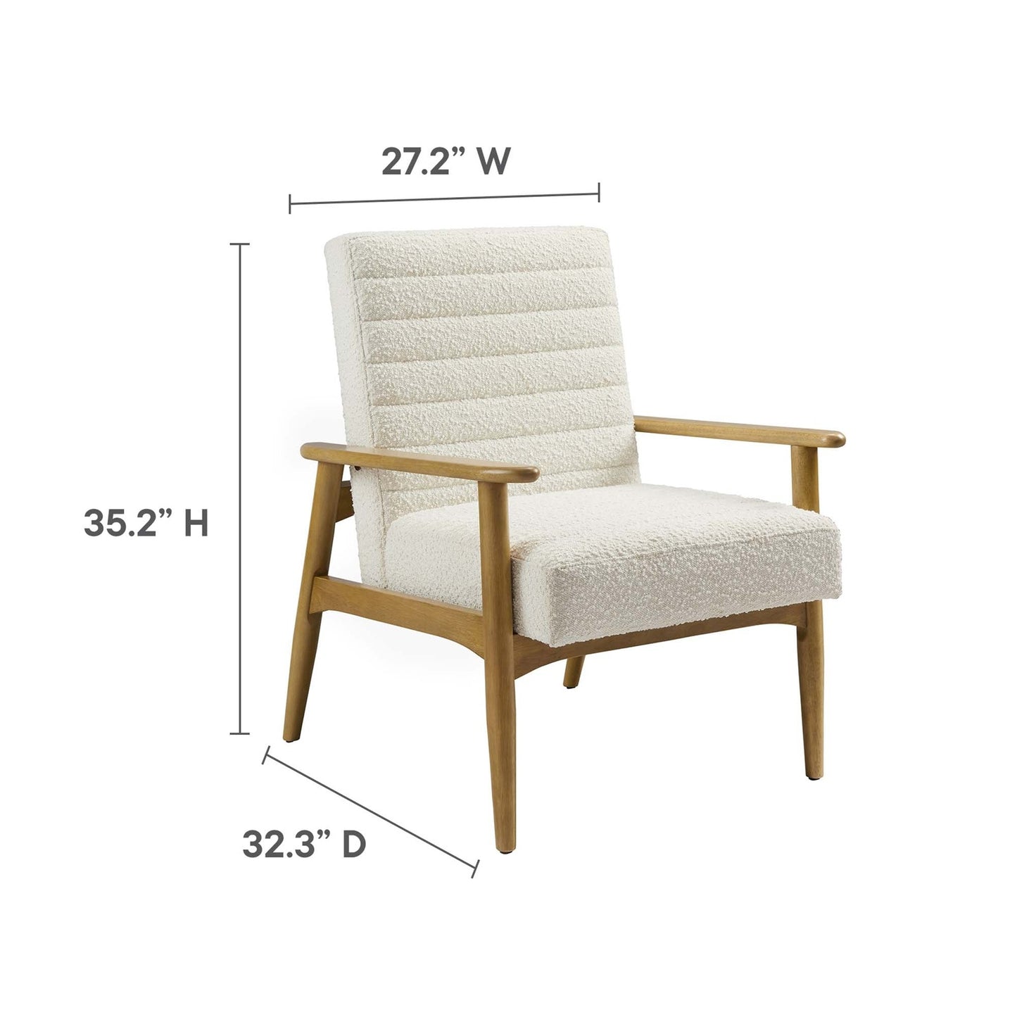 Zain Boucle Lounge Chair, Ivory