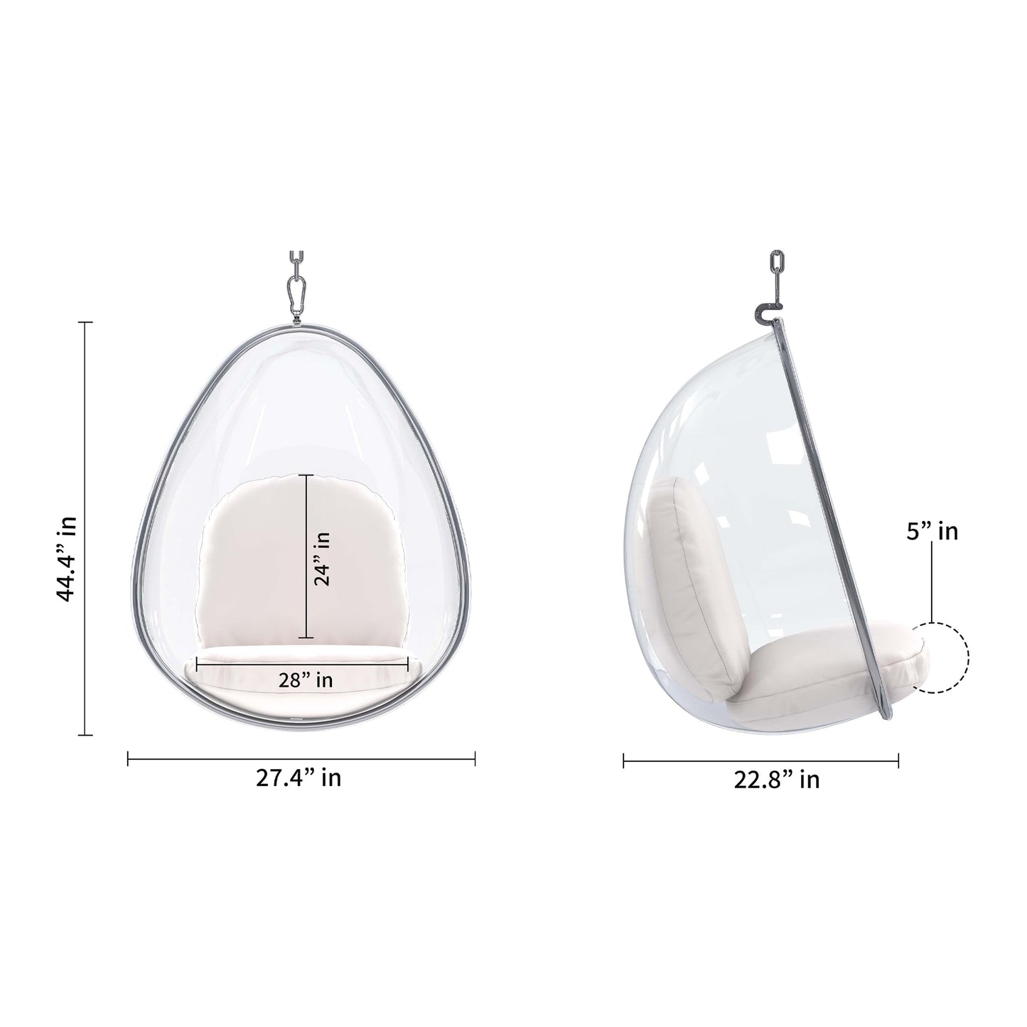 Scoop Hanging Chair With Stand, White