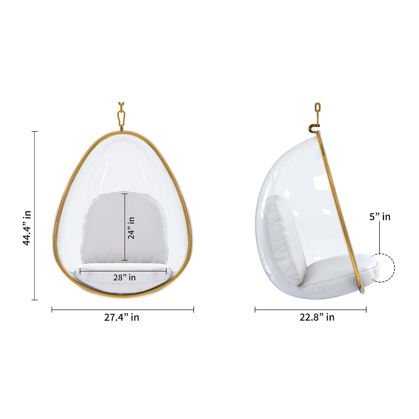 Scoop Hanging Chair, Gold