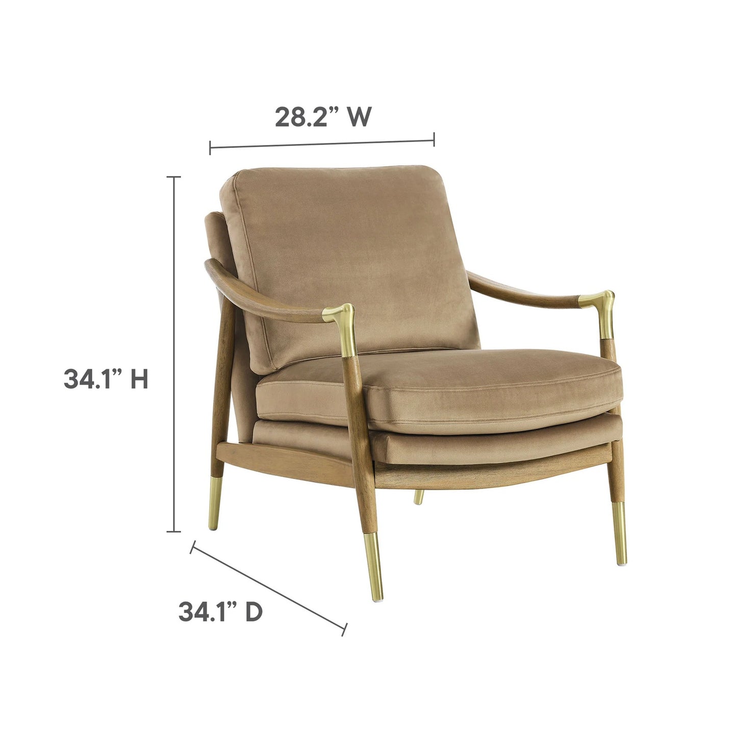 Rollins Velvet Armchair, Taupe