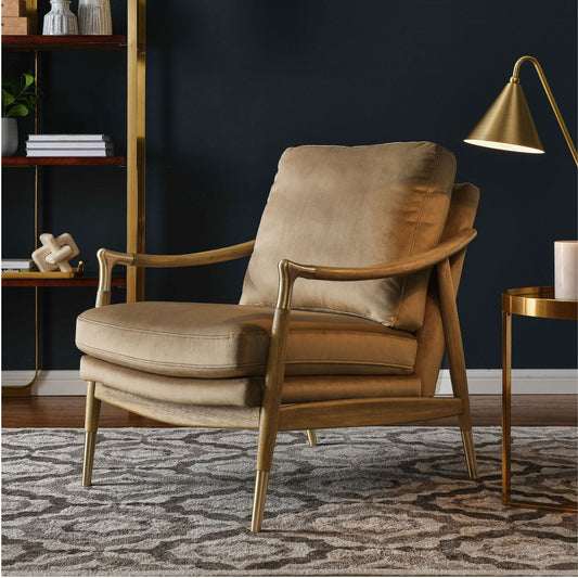 Rollins Velvet Armchair, Taupe