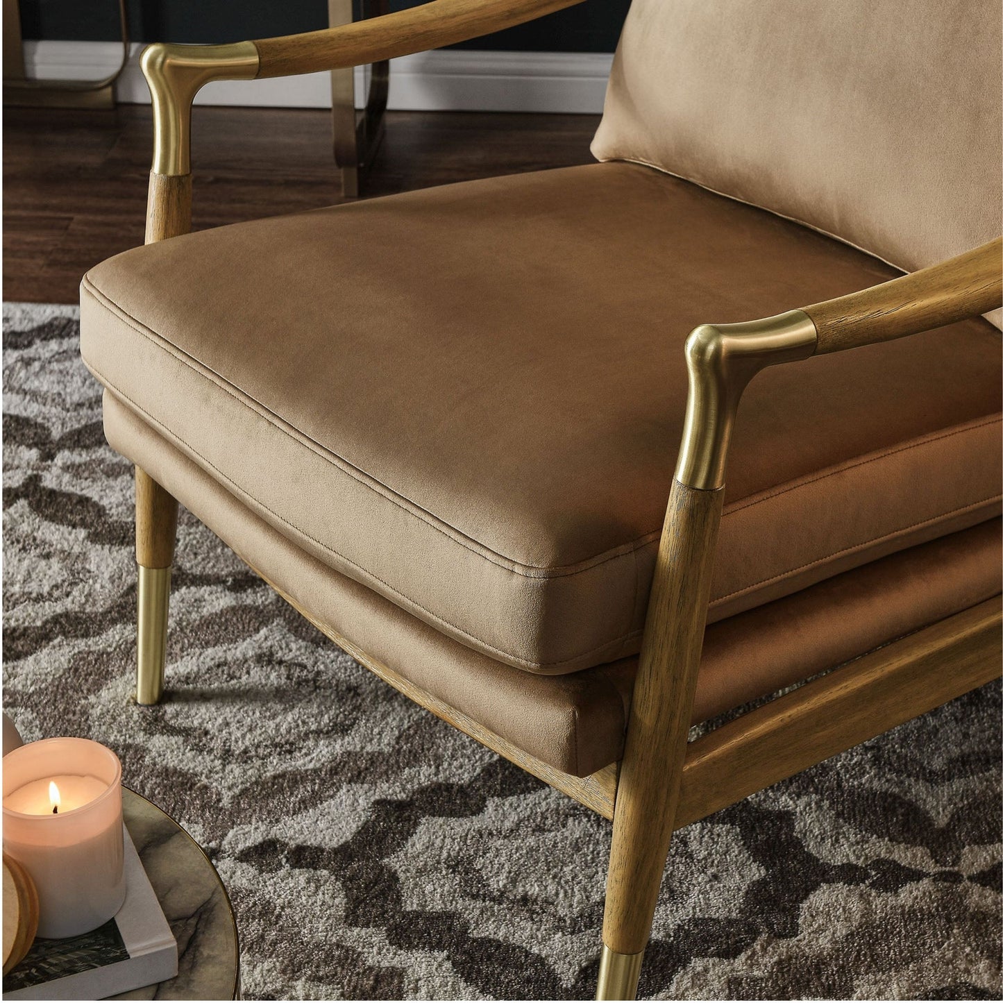 Rollins Velvet Armchair, Taupe