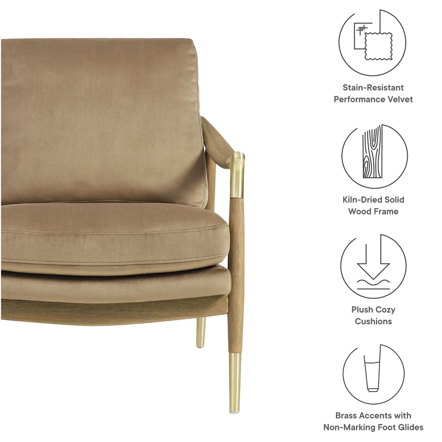 Rollins Velvet Armchair, Taupe