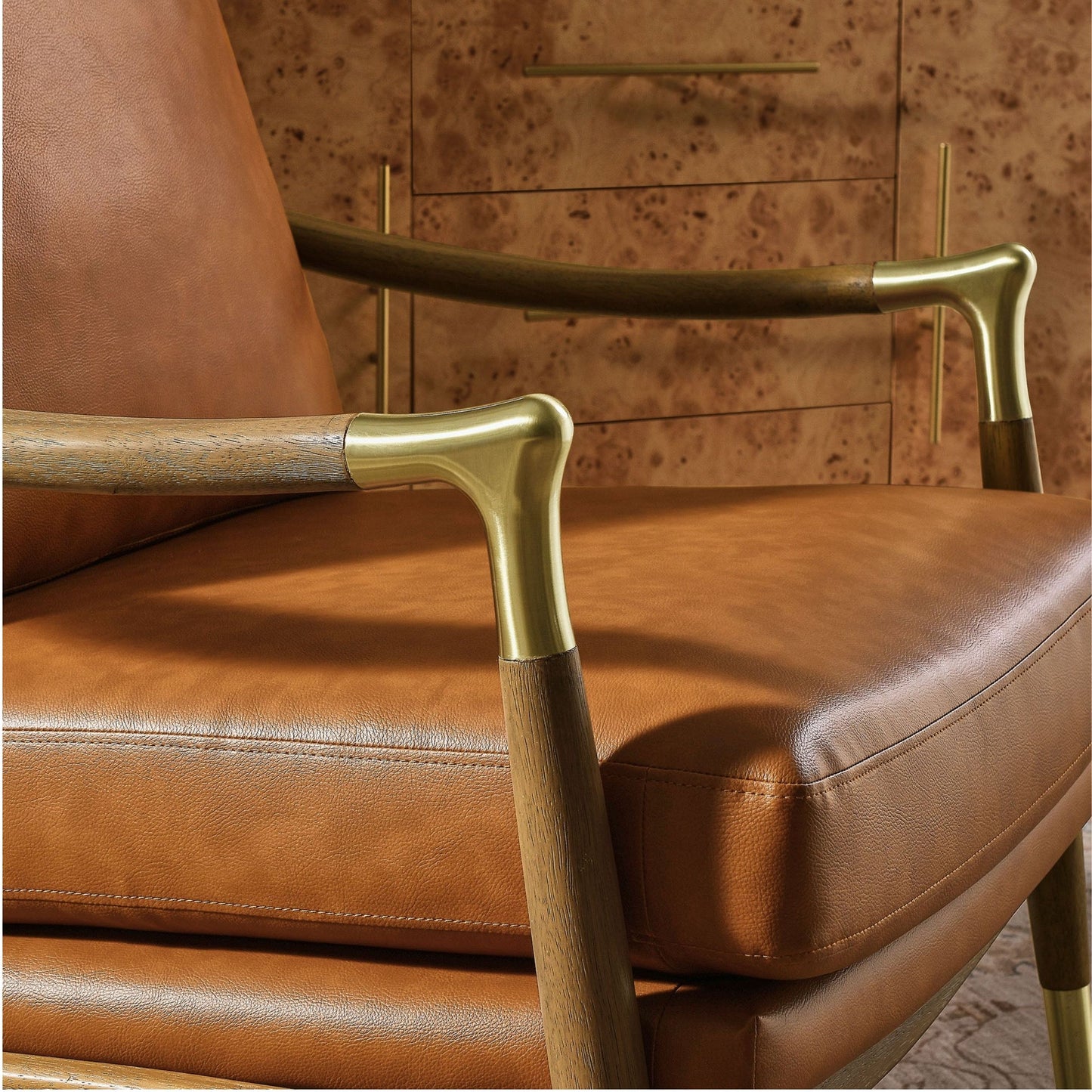 Rollins Leather Armchair, Tan