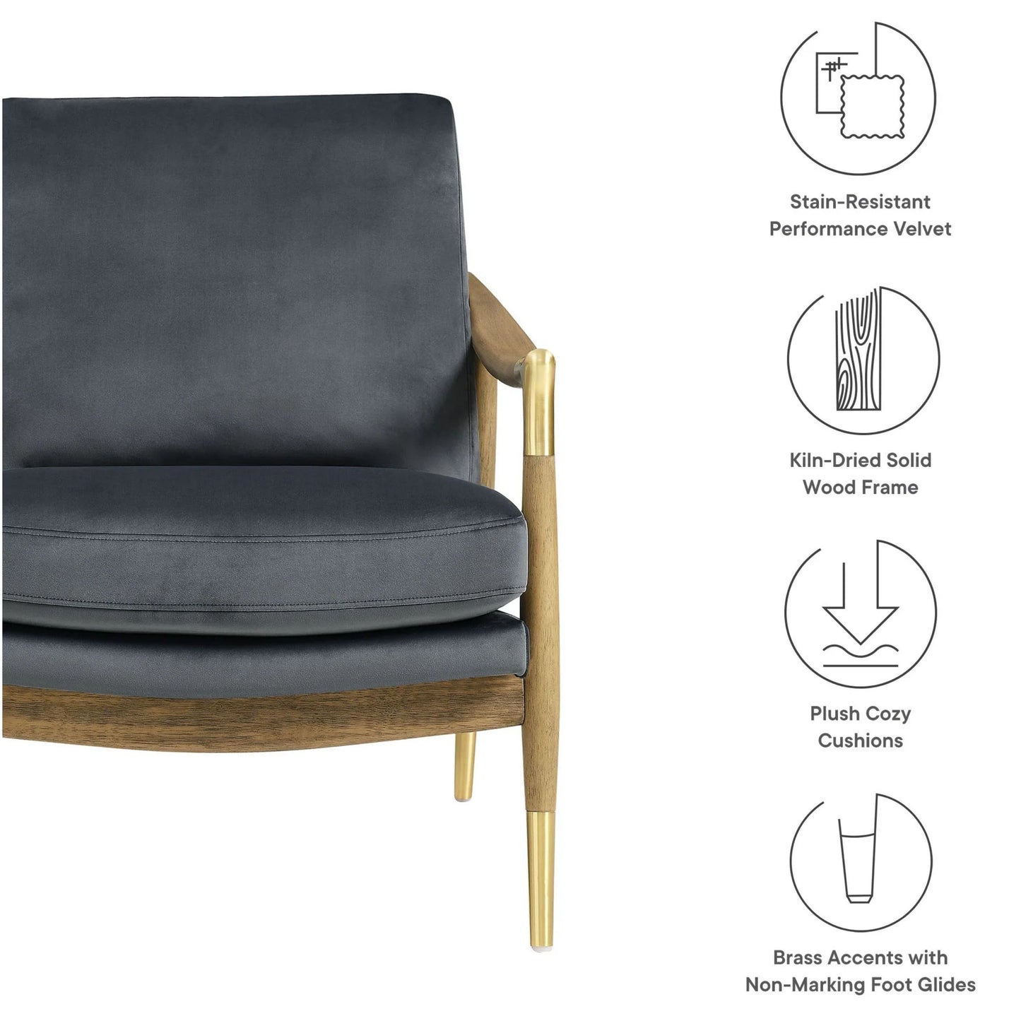 Rollins Velvet Armchair, Blue