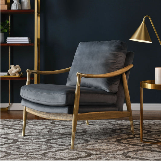 Rollins Velvet Armchair, Blue