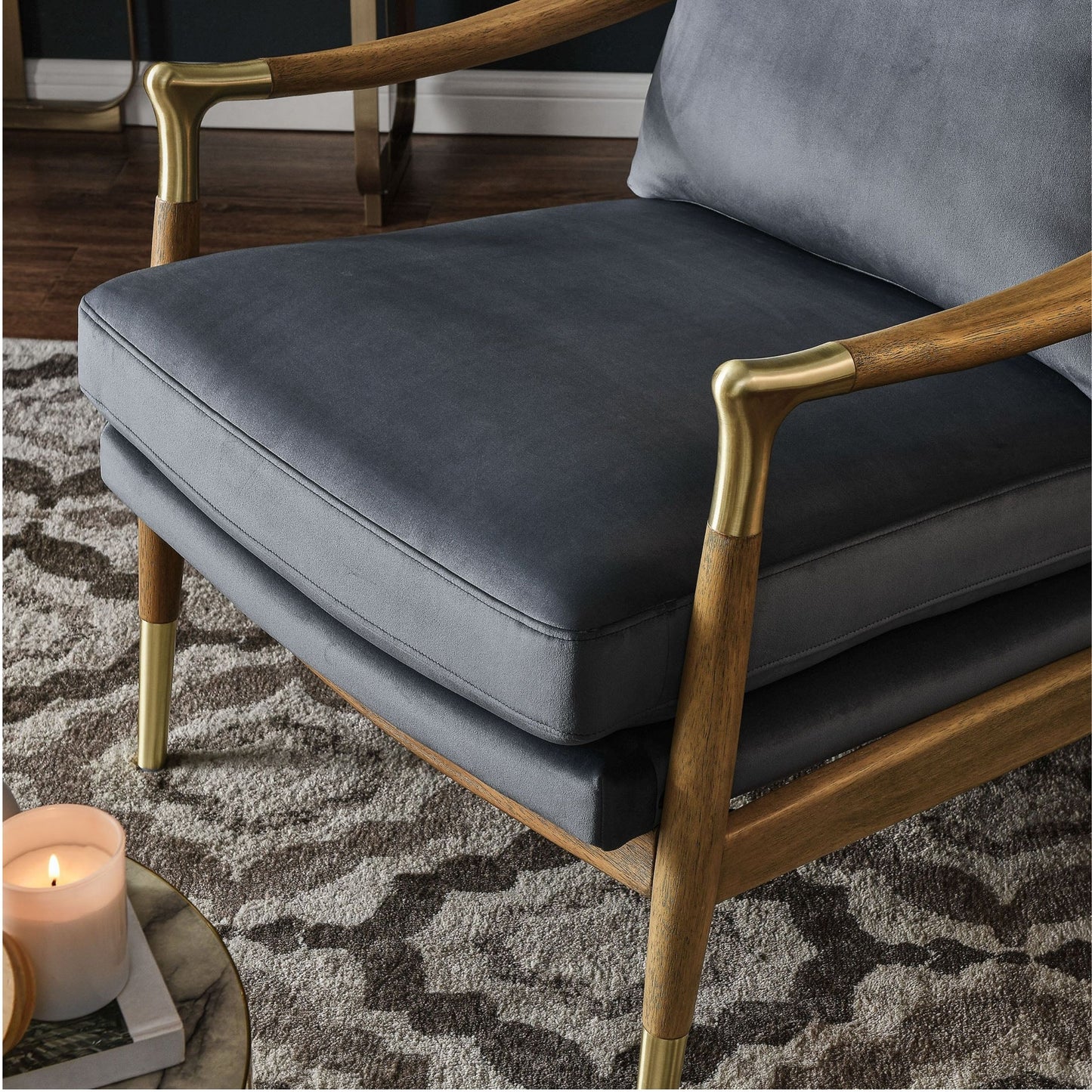 Rollins Velvet Armchair, Blue