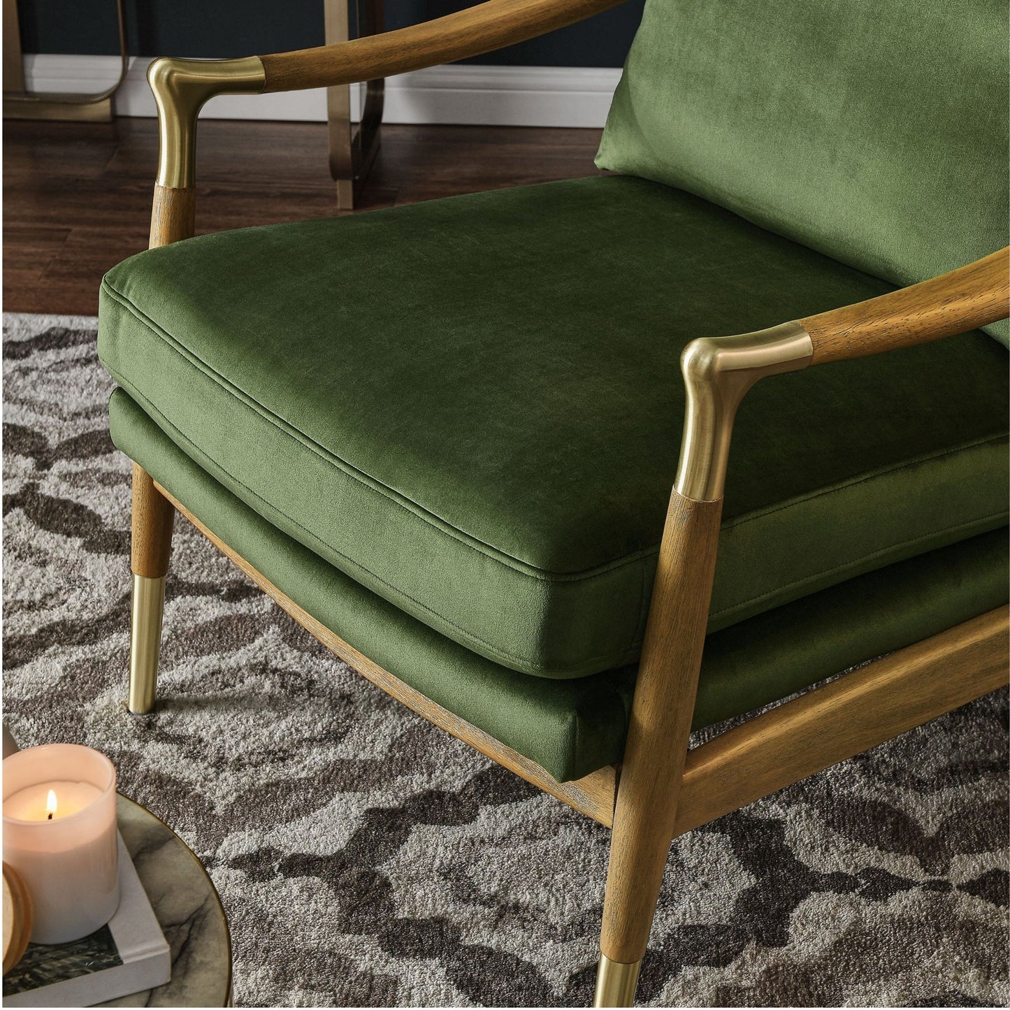Rollins Velvet Armchair, Green