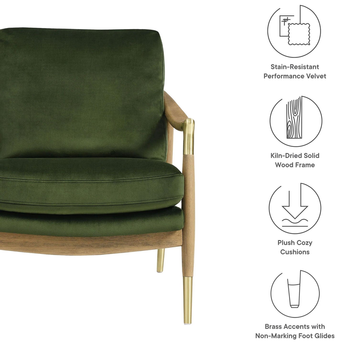 Rollins Velvet Armchair, Green