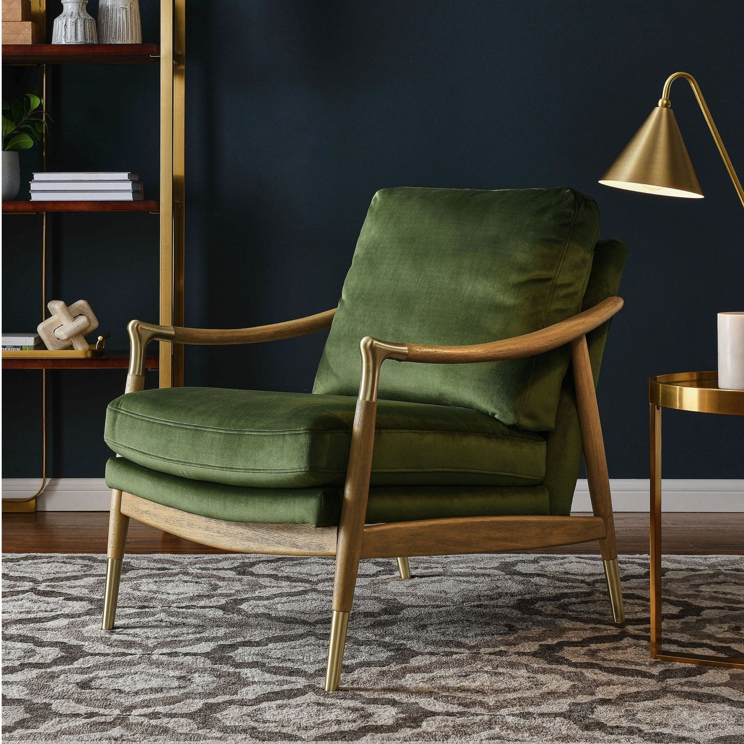 Rollins Velvet Armchair, Green