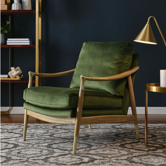 Rollins Velvet Armchair, Green