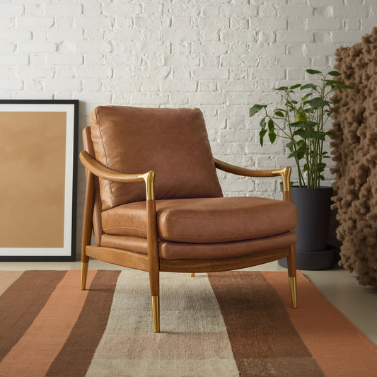 Rollins Leather Armchair, Tan