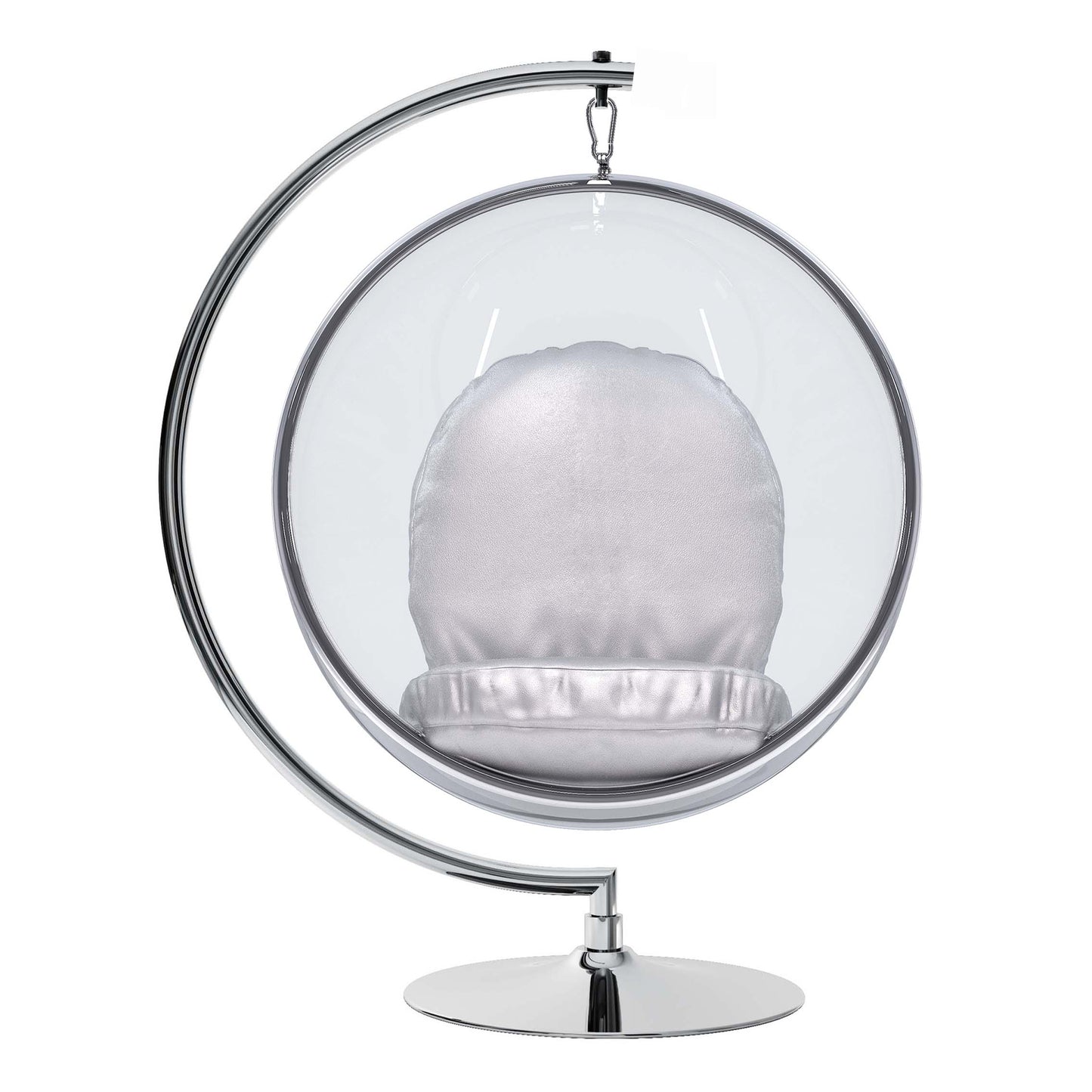 Hanging Bubble Chair With Stand, Silver Cushions