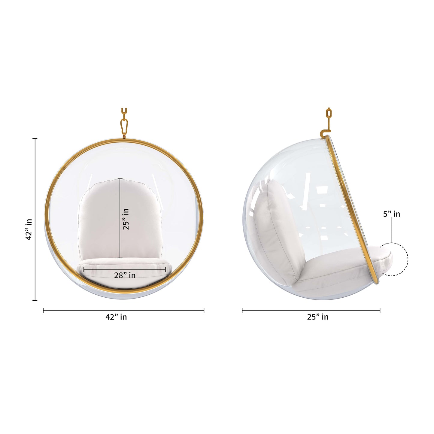 Hanging Bubble Chair With Stand, Gold Special Edition