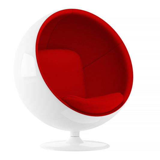 Globe Chair & Ottoman, Red
