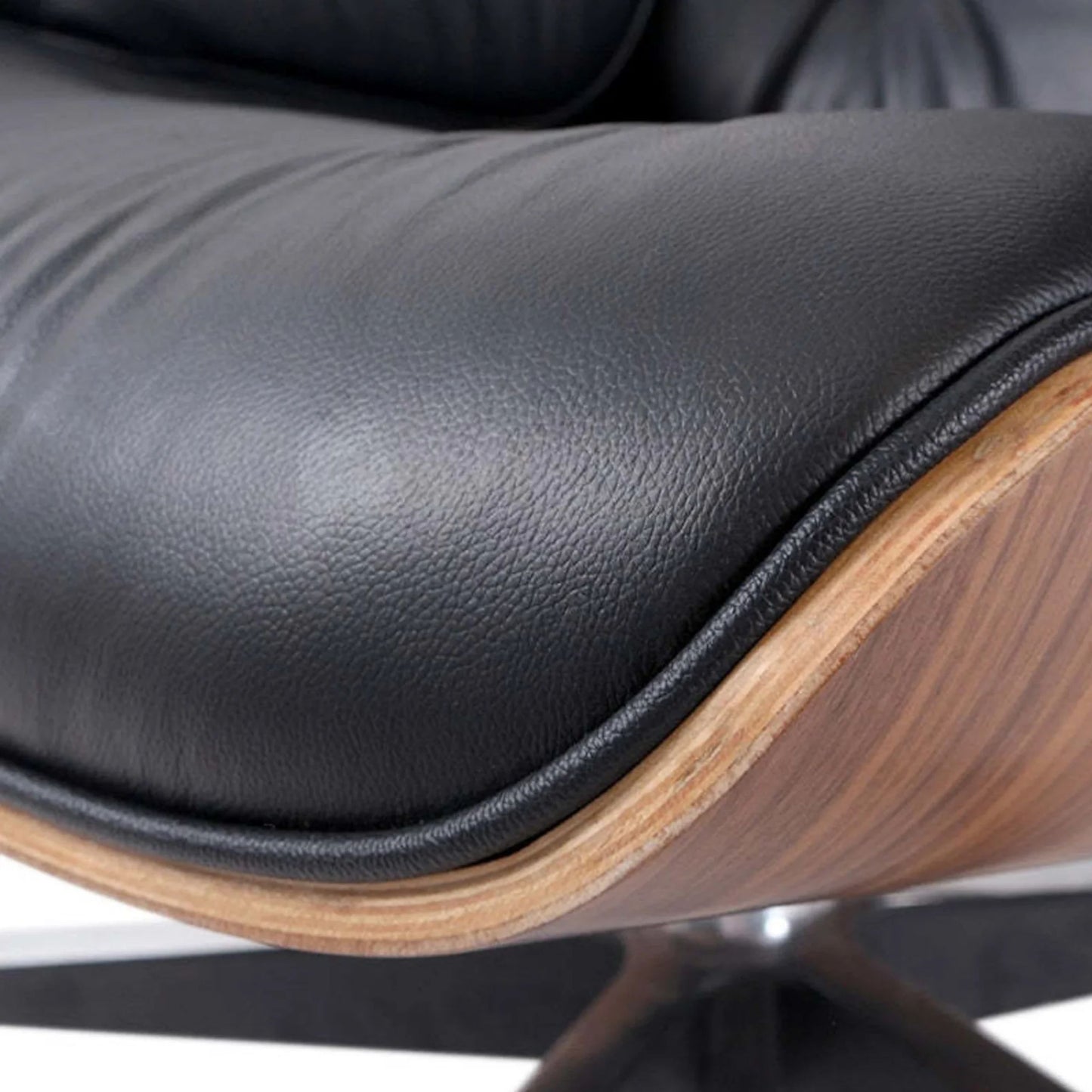 Vita Leather Lounge Chair & Ottoman, Black