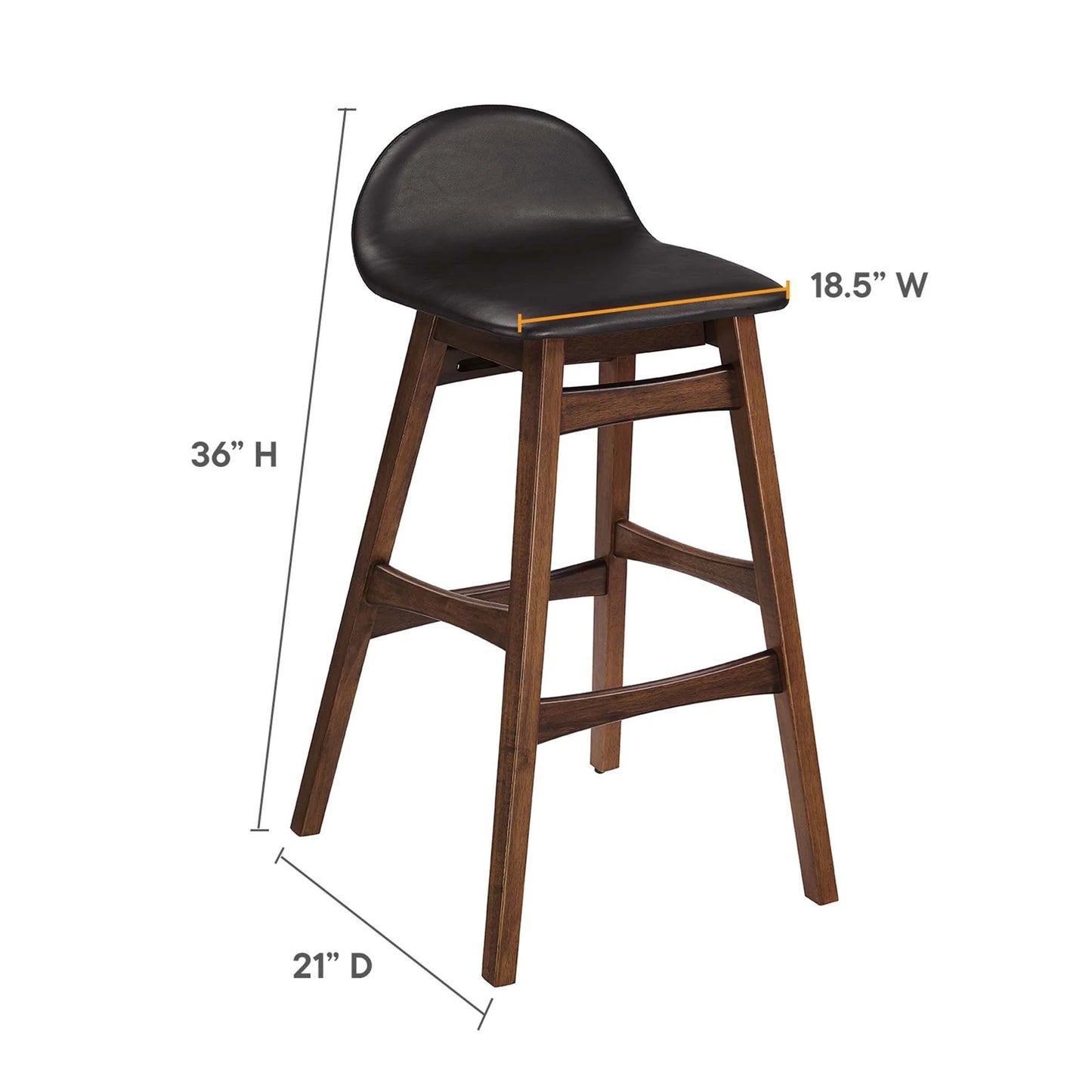 Remy Leather Bar Stool, Black
