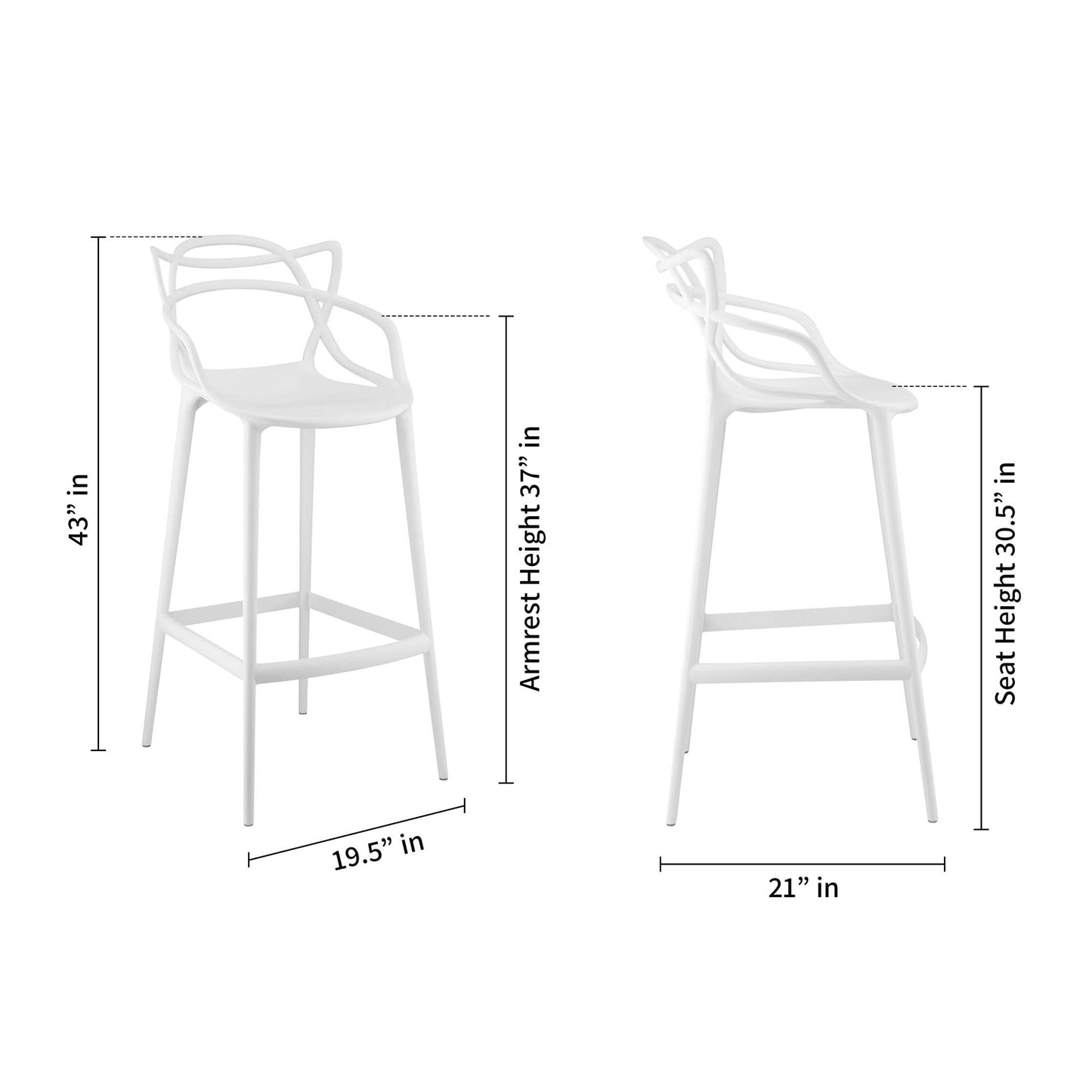 Master Bar Stool, White