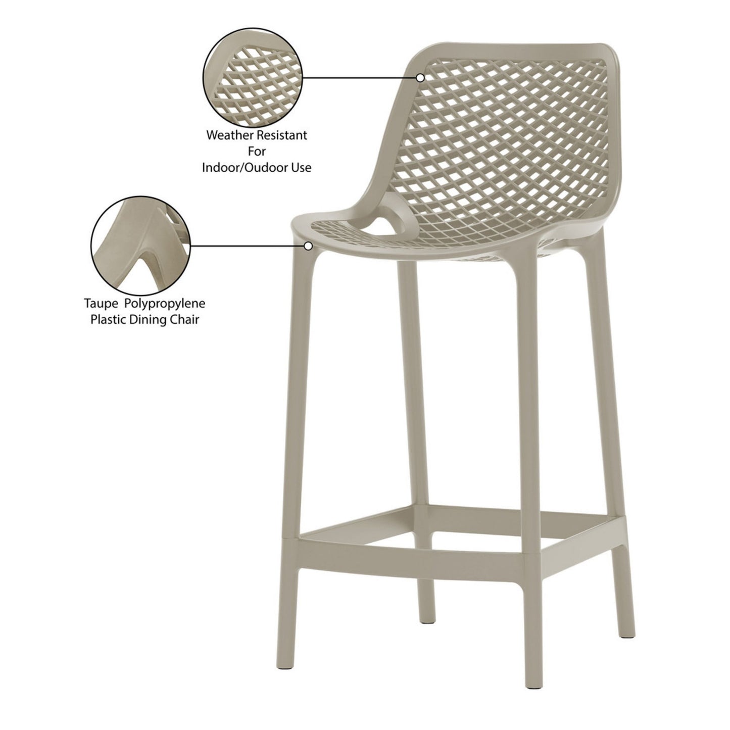 Nami Bar Stool, Taupe