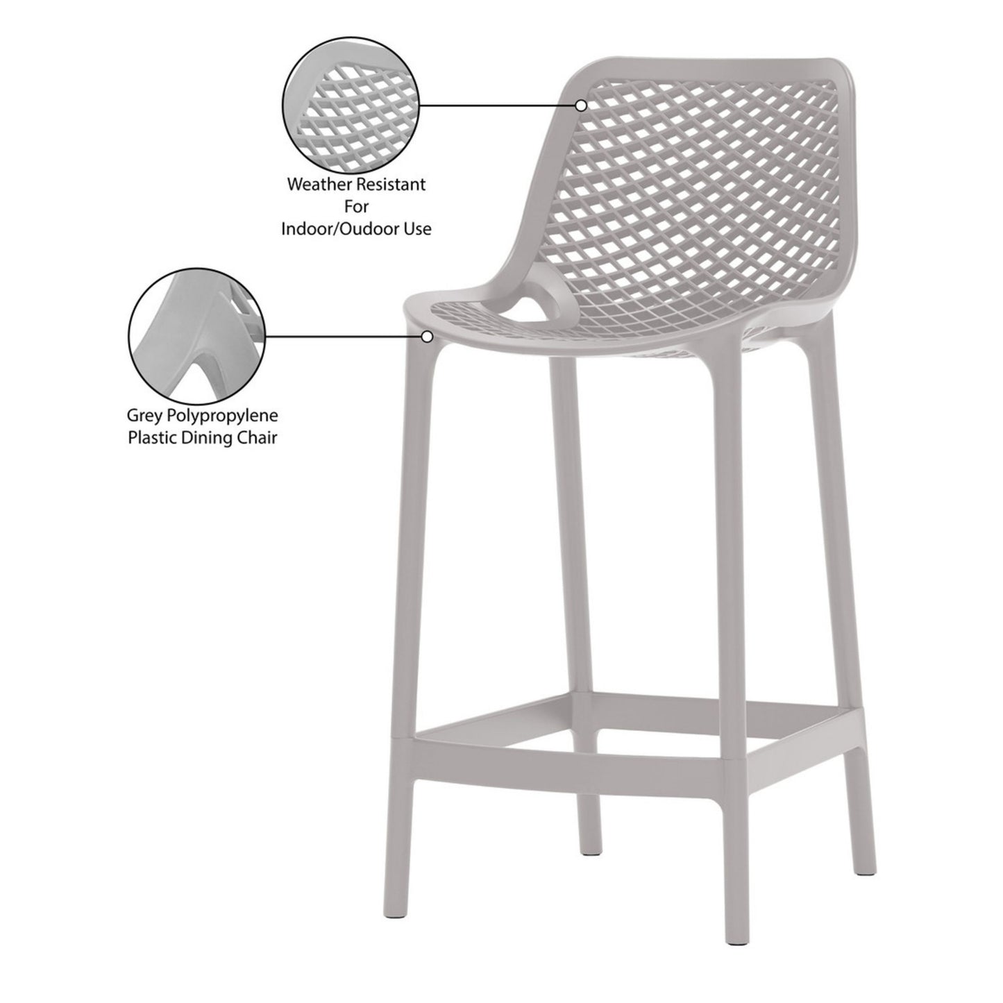 Nami Bar Stool, Gray