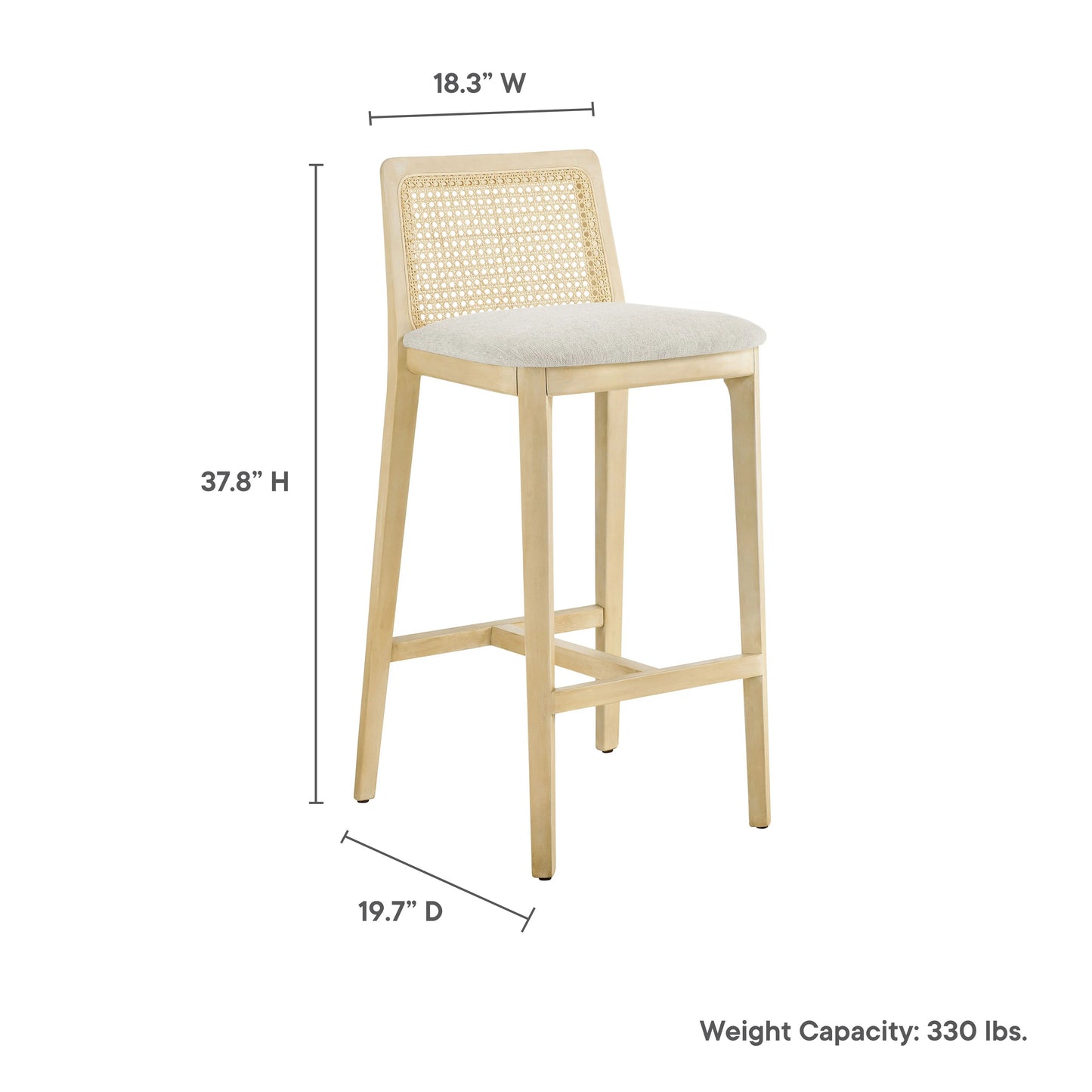 Mona Fabric Bar Stool, Natural