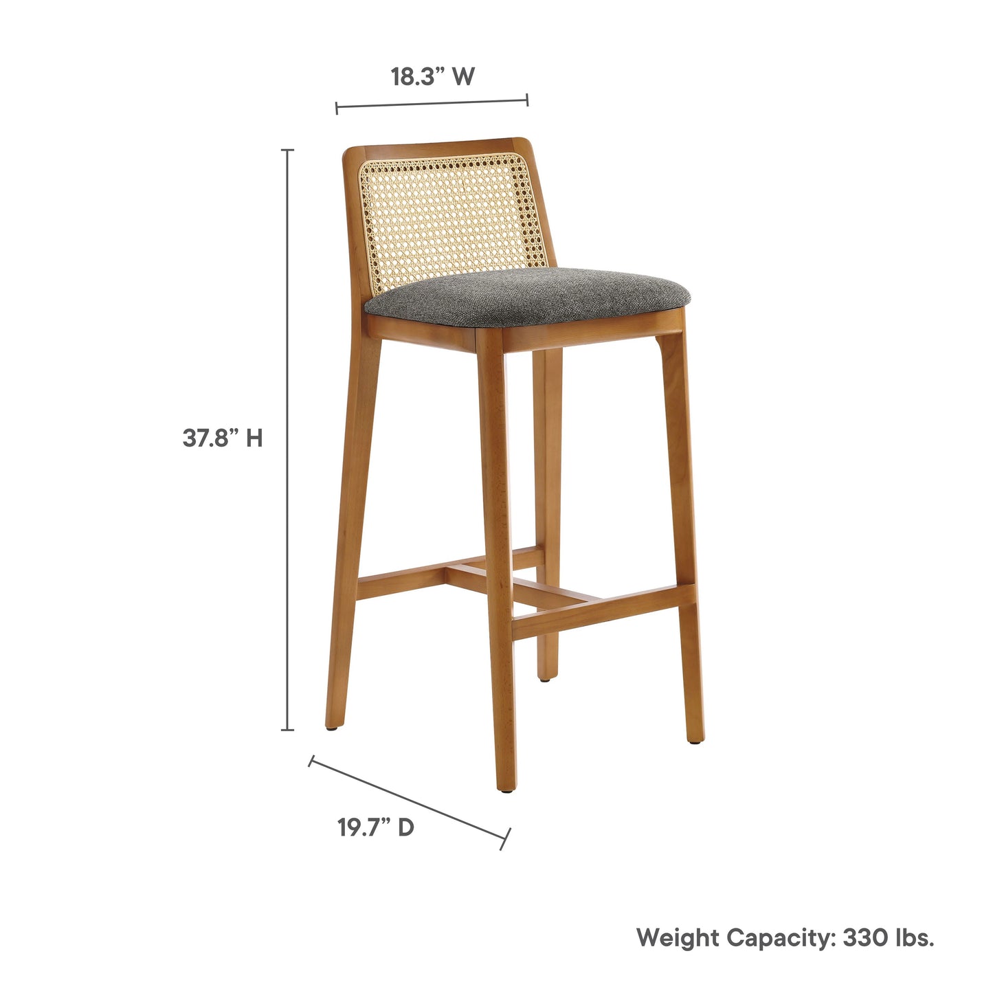 Mona Fabric Bar Stool, Walnut