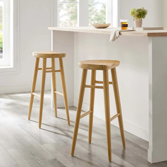 Luca Wooden Bar Stool, Natural